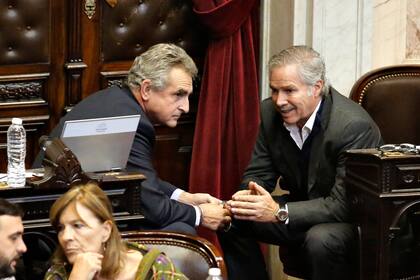 Agustín Rossi y Felipe Solá en la Cámara de Diputados