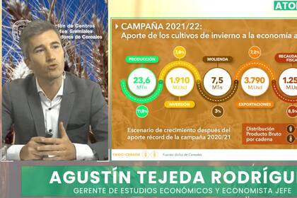 Agustín Tejeda Rodríguez, gerente de Estudios Económicos de la Bolsa de Cereales porteña destacó que las exportaciones de trigo y cebada crecerán 7,2%
