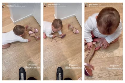 Agustina Gandolfo agarró a su hija Nina jugando con sus tacos