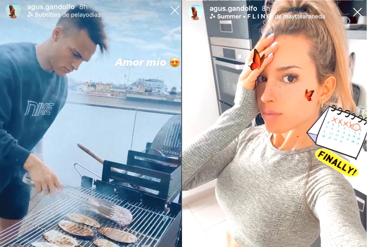 Agustina Gandolfo registra la vida cotidiana con su novio Laurato Martínez en sus Stories de Instagram.