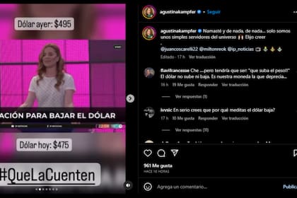 Agustina hizo su descargo al respecto (Captura Instagram @agustinakampfer)
