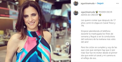 Agustina Muda se despidió de las señales del Grupo Clarín después de 17 años.