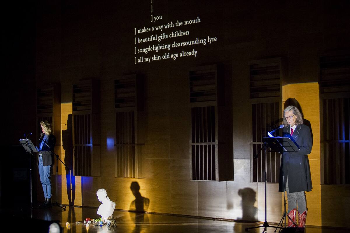 Agustina Muñoz y la poeta estadounidense Anne Carson, en el Filba 2018