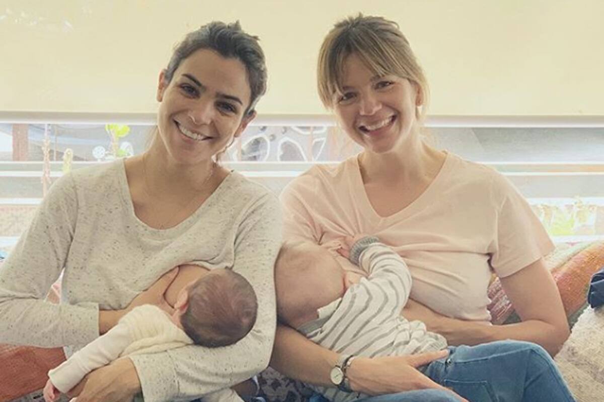 Agustina tuvo a su pequeña hija hace poco más de 20 días y hoy se encontró con el hijo más chico de su amiga