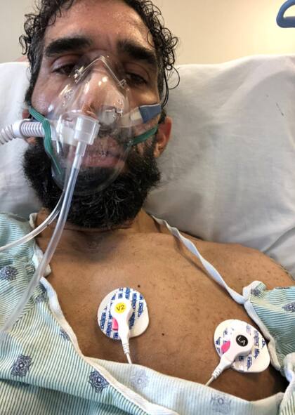 Ahmad, el atleta de 40 años internado por coronavirus. Crédito: Hospital Johns Hopkins