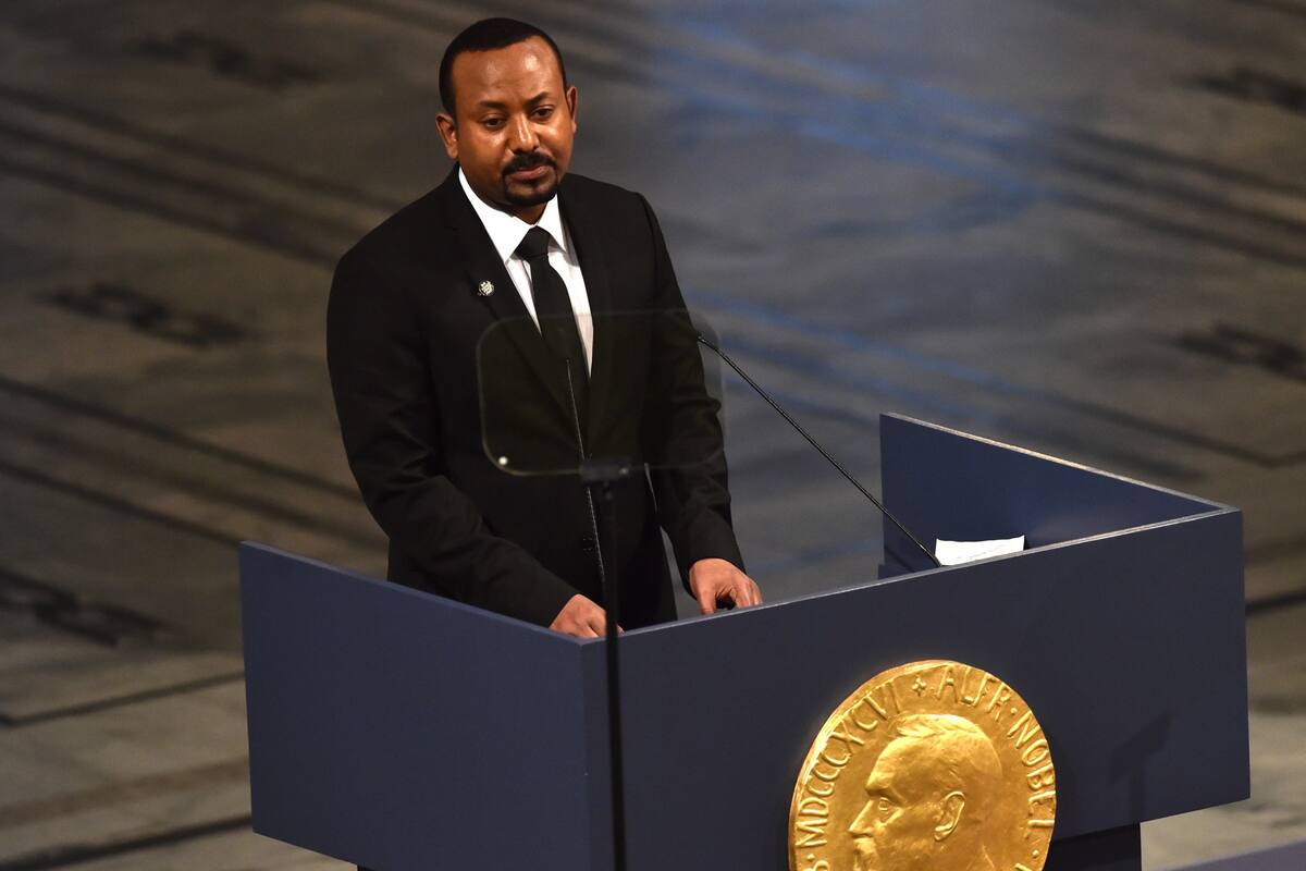 Ahmed Abiy, cuando recibió el Nobel