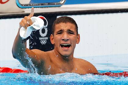 Ahmed Hafnaoui, de un octavo puesto juvenil en Buenos Aires 2018 al oro olímpico absoluto en los 400 metros libre de los Juegos Tokio 2020, con 18 años.