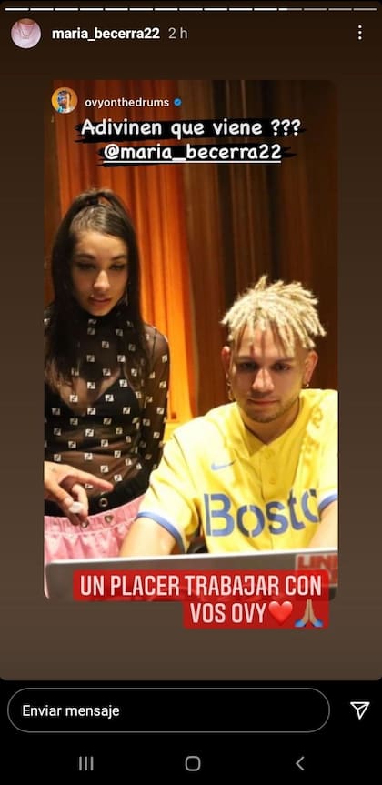 Ahora, María Becerra y Ovy On The Drums anunciaron que trabajan juntos