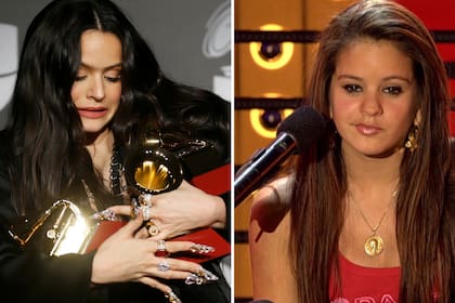 Ahora y antes. Rosalía con sus tres premios Grammy latinos que consiguió en la última edición de esta ceremonia y en su paso por un reality