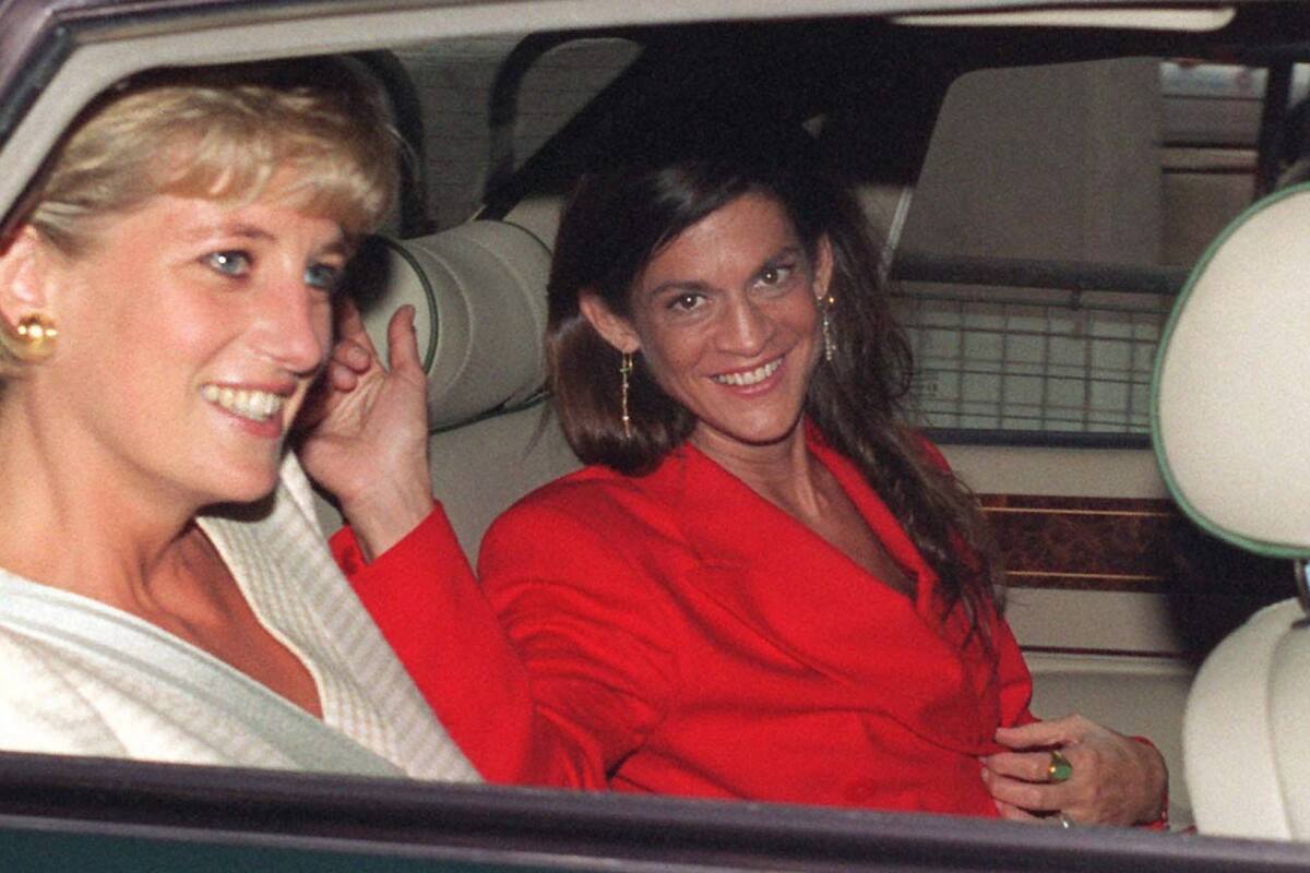 Aileen Getty junto a su amiga Lady Di