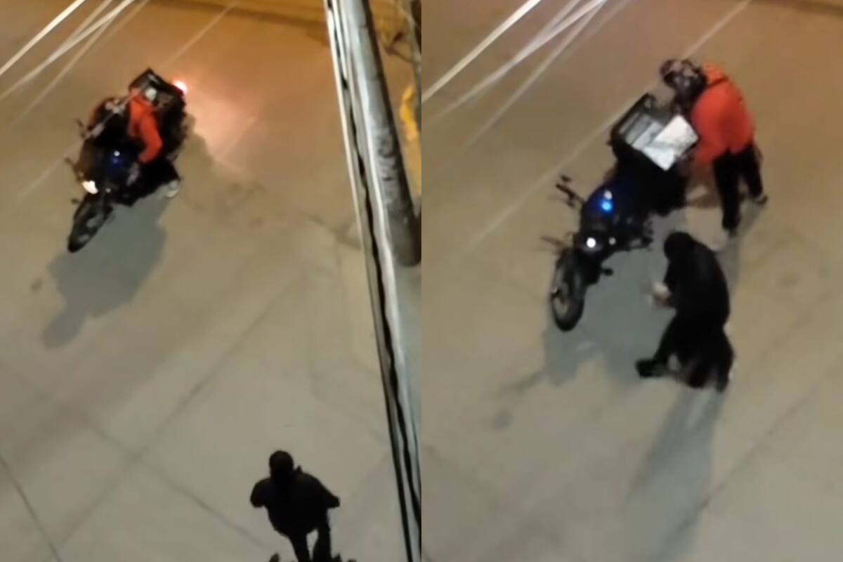 Al hombre se le cayó la comida en medio de la calle