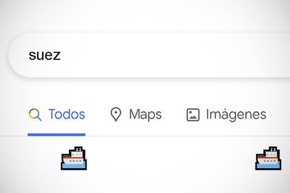 Al ingresar la palabra "Suez Canal", se ve un gif de barcos en movimiento