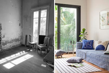 Al mover al dormitorio, se pudo hacer un gran ambiente con salida al patio en el que conviven living, comedor y cocina.