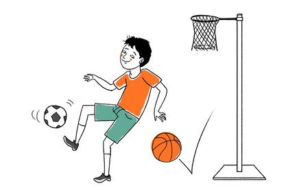 Al preadolescente le encantan el básquet y el fútbol