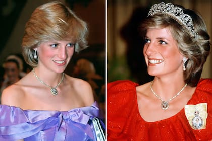 Al principio Lady Di utilizaba el collar sin la esmeralda en forma de gota, que fue añadida más tarde