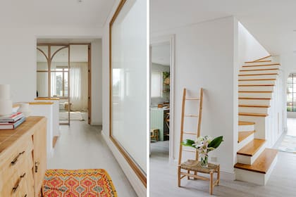 Al salir de la escalera, el pasillo distribuye hacia el escritorio, el dormitorio principal y el cuarto de Julia.