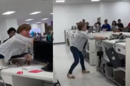 Al ver que no podía subir a su vuelo, una mujer se descontroló y rompió todo lo que encontró a su alrededor