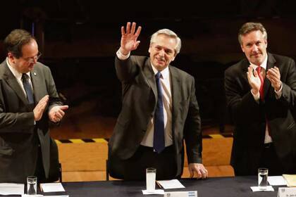 Alberto Fernández, anoche, en el Antiguo Colegio de San Ildefonso, en México