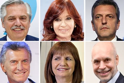 Alberto Fernández, Cristina Fernández de Kirchner, Sergio Massa, Mauricio Macri, Patricia Bullrich y Horacio Rodríguez Larreta