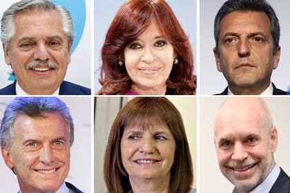Alberto Fernández, Cristina Kirchner, Sergio Massa, Mauricio Macri, Patricia Bullrich y Horacio Rodríguez Larreta