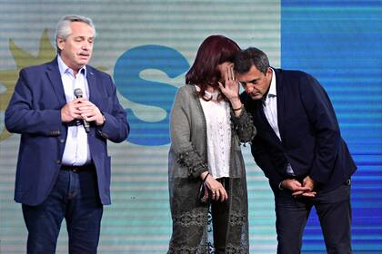 Alberto Fernández, Cristina Kirchner y Sergio Massa, los tres integrantes de la mesa chica del Frente de Todos.