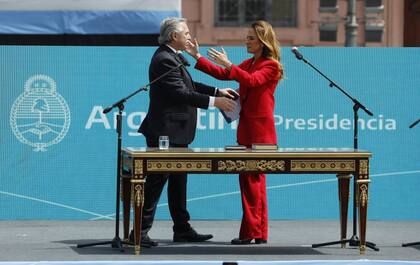 Alberto Fernández cuando le tomó juramento a Victoria Tolosa Paz