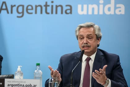 El presidente Alberto Fernández, el lunes, durante el anuncio de estatización del Grupo Vicentín