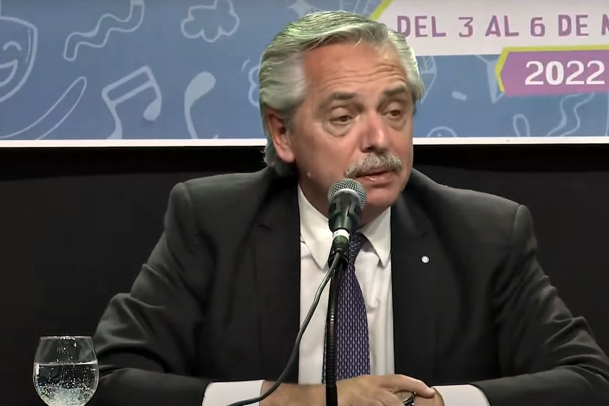 Alberto Fernández durante el acto