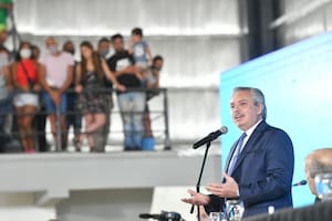 Alberto Fernández, durante el acto que encabezó en Mar Chiquita