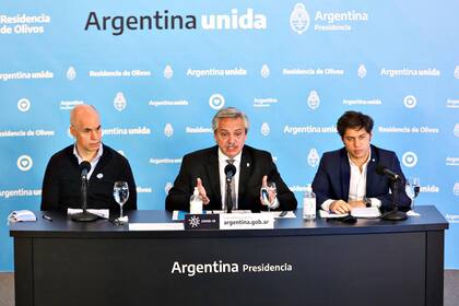 Alberto Fernández durante el anuncio de extensión de la cuarentena