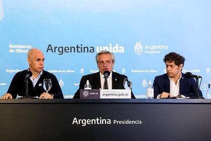 Alberto Fernández durante el anuncio de extensión de la cuarentena