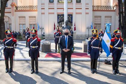 Alberto Fernández durante el homenaje al General San Martín