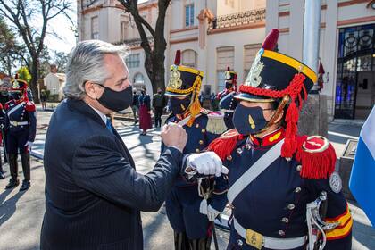 Alberto Fernández durante el homenaje al General San Martín