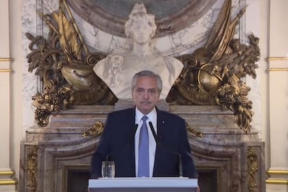 Alberto Fernández durante la cadena nacional del lunes