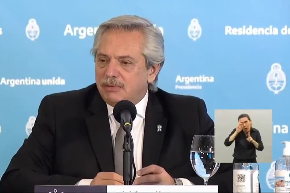 Alberto Fernández, durante la conferencia de anoche