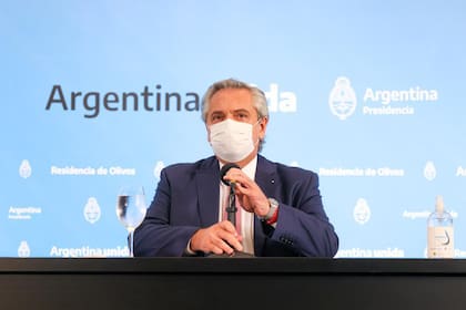 Alberto Fernandez durante la conferencia de prensa