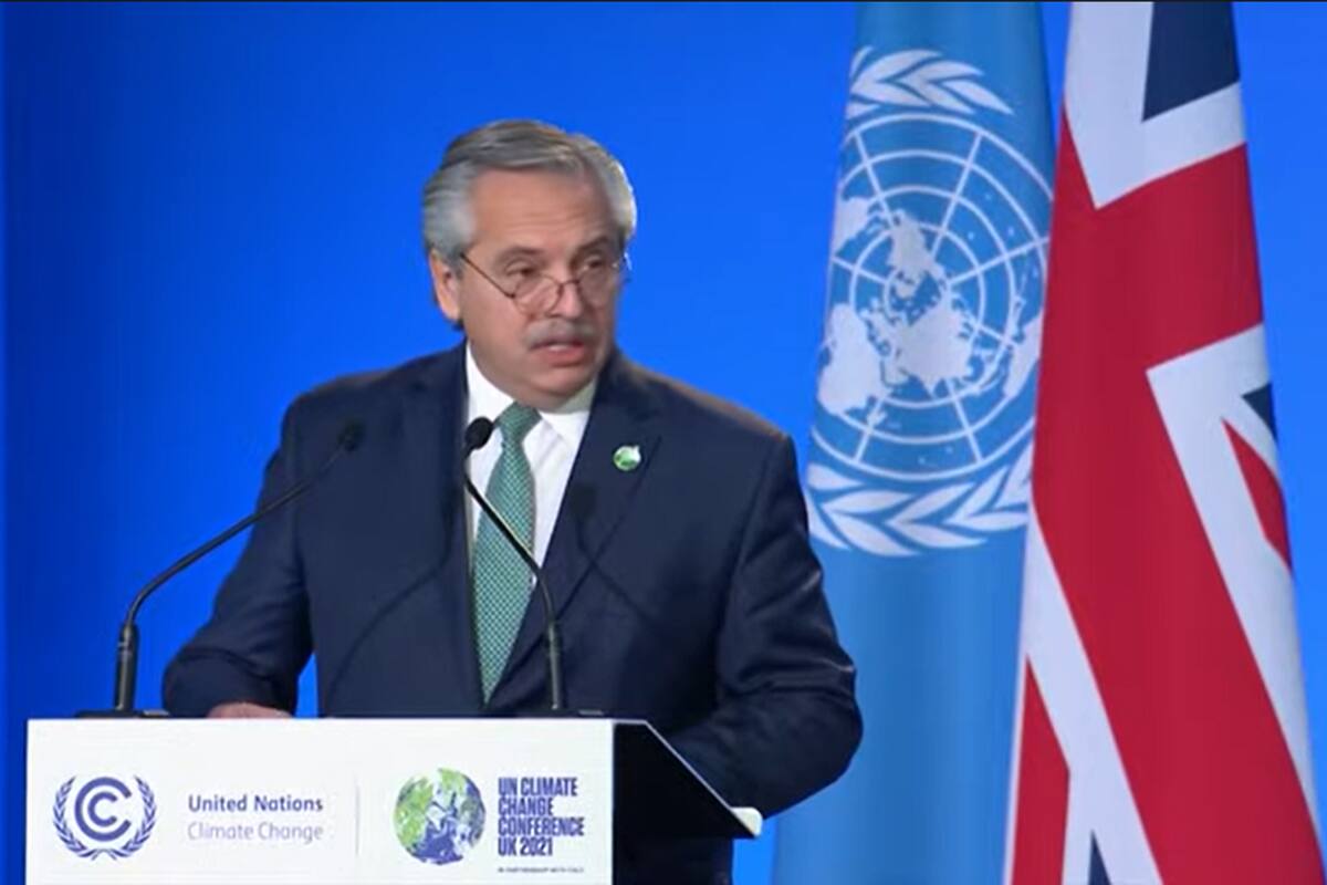 Alberto Fernández durante la Cumbre de Cambio Climático