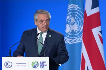 Alberto Fernández durante la Cumbre de Cambio Climático