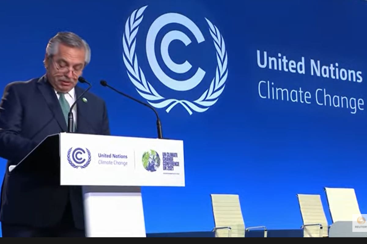 Alberto Fernández durante la Cumbre de Cambio Climático