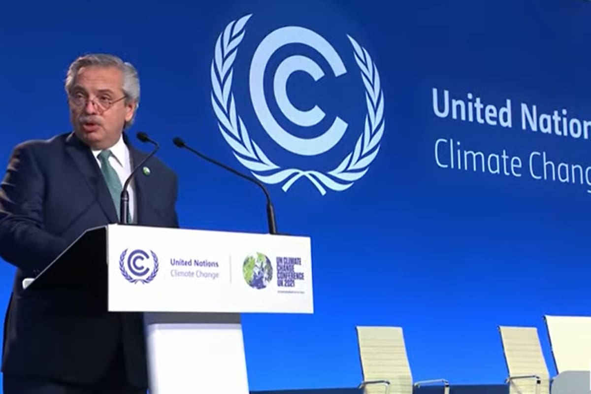 Alberto Fernández durante la Cumbre de Cambio Climático