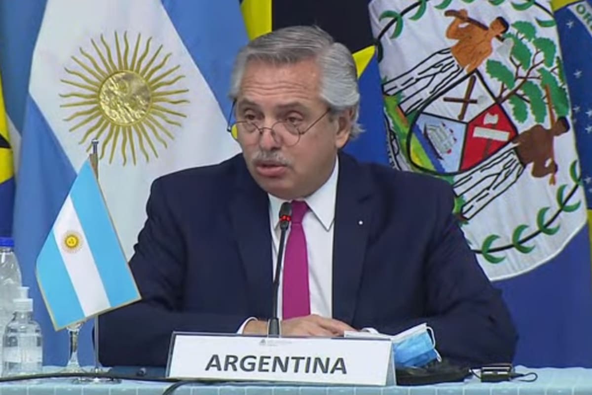 Alberto Fernández durante la cumbre de la Celac