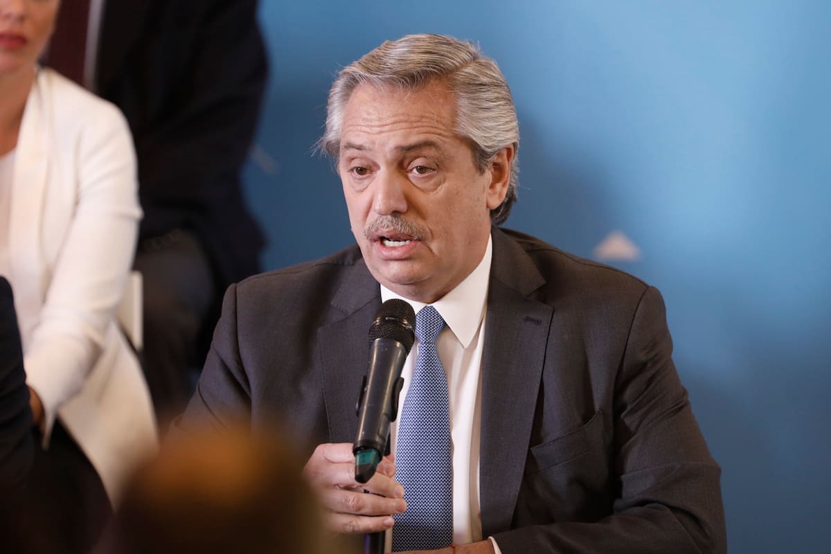 Alberto Fernández durante la presentación de su gabinete en Puerto Madero