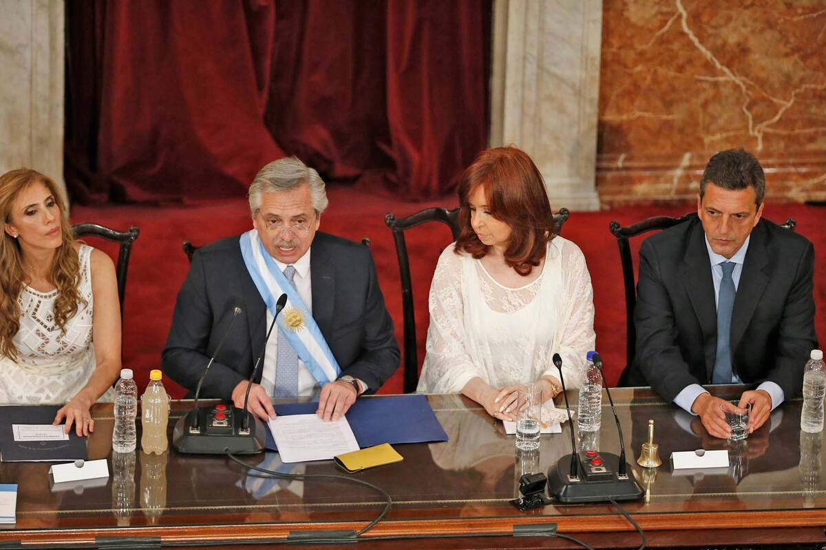 Alberto Fernández durante su primer discurso como presdidente de la Nación