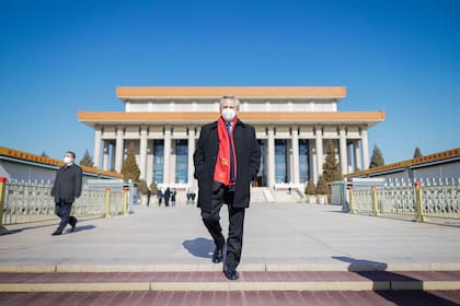 Alberto Fernández durante su visita a China.