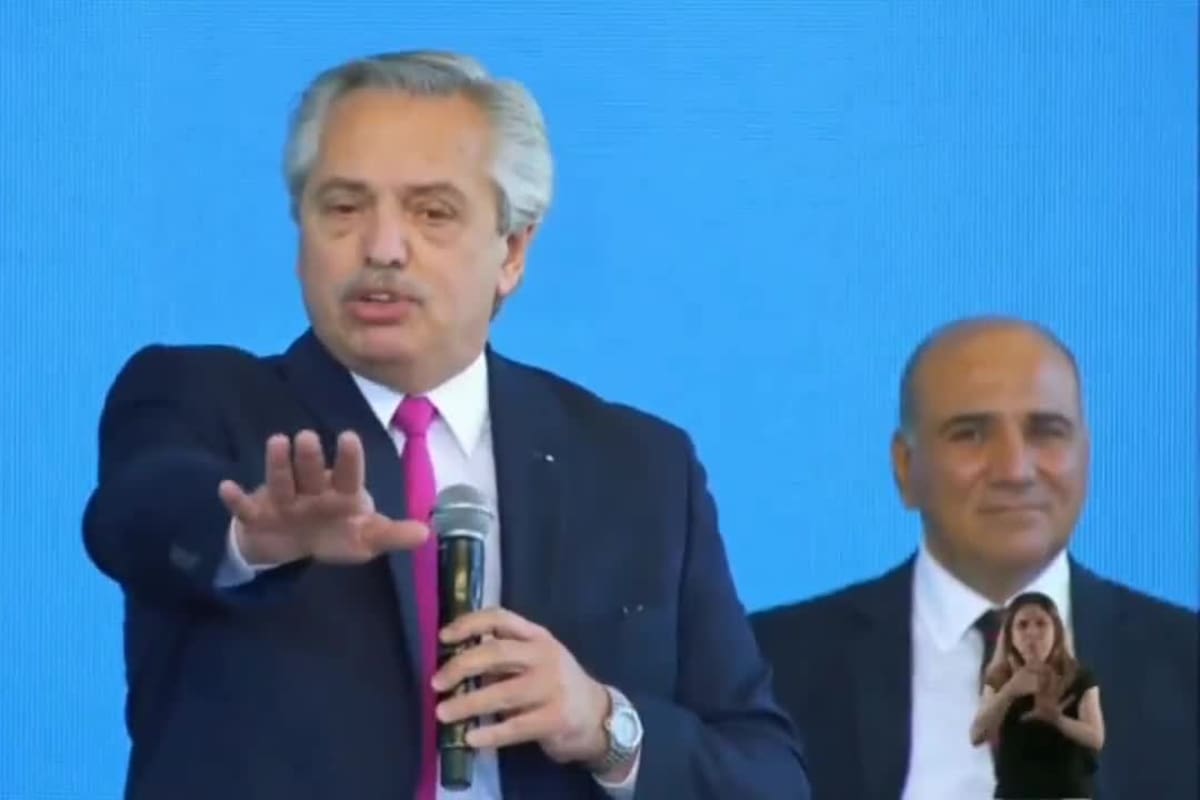 Alberto Fernández durante un acto en La Rioja esta semana