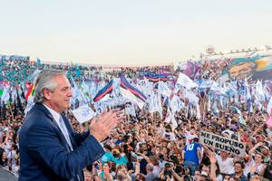Alberto Fernández en el acto de Morón en memoria de Néstor Kirchner