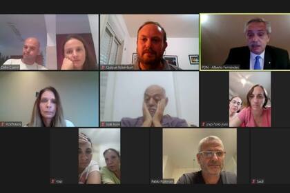 Alberto Fernández en su diálogo vía Zoom con familiares de argentinos secuestrados por Hamas