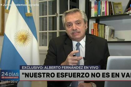 Alberto Fernández, en una entrevista por Telefe