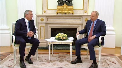 Alberto Fernández junto a Vladimir Putin