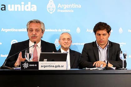 Alberto Fernández, Pedro Cahn y Axel Kicillof